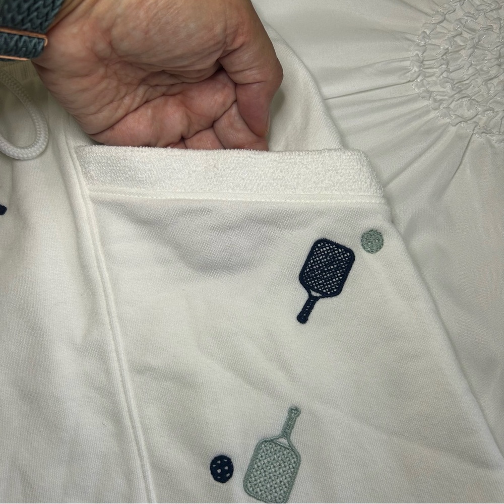 Lou & Grey Elastic Tie Waist Cotton Blend Shorts w/ Novelty Tennis Print Size L - Picture 6 of 13